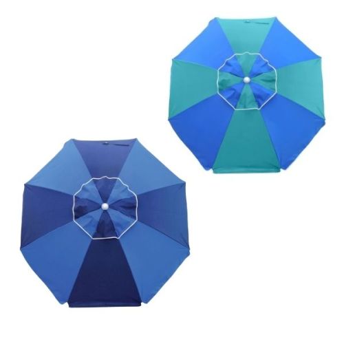Beachkit Fiesta Royal Turquoise and Navy Royal Beach Umbrella