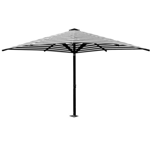 Striped Italian Piazza Commercial Umbrella Black and White
